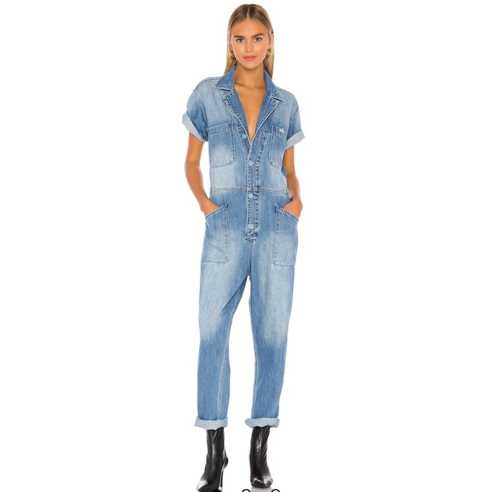 Pistola Blue Denim Short Sleeve Jumpsuit